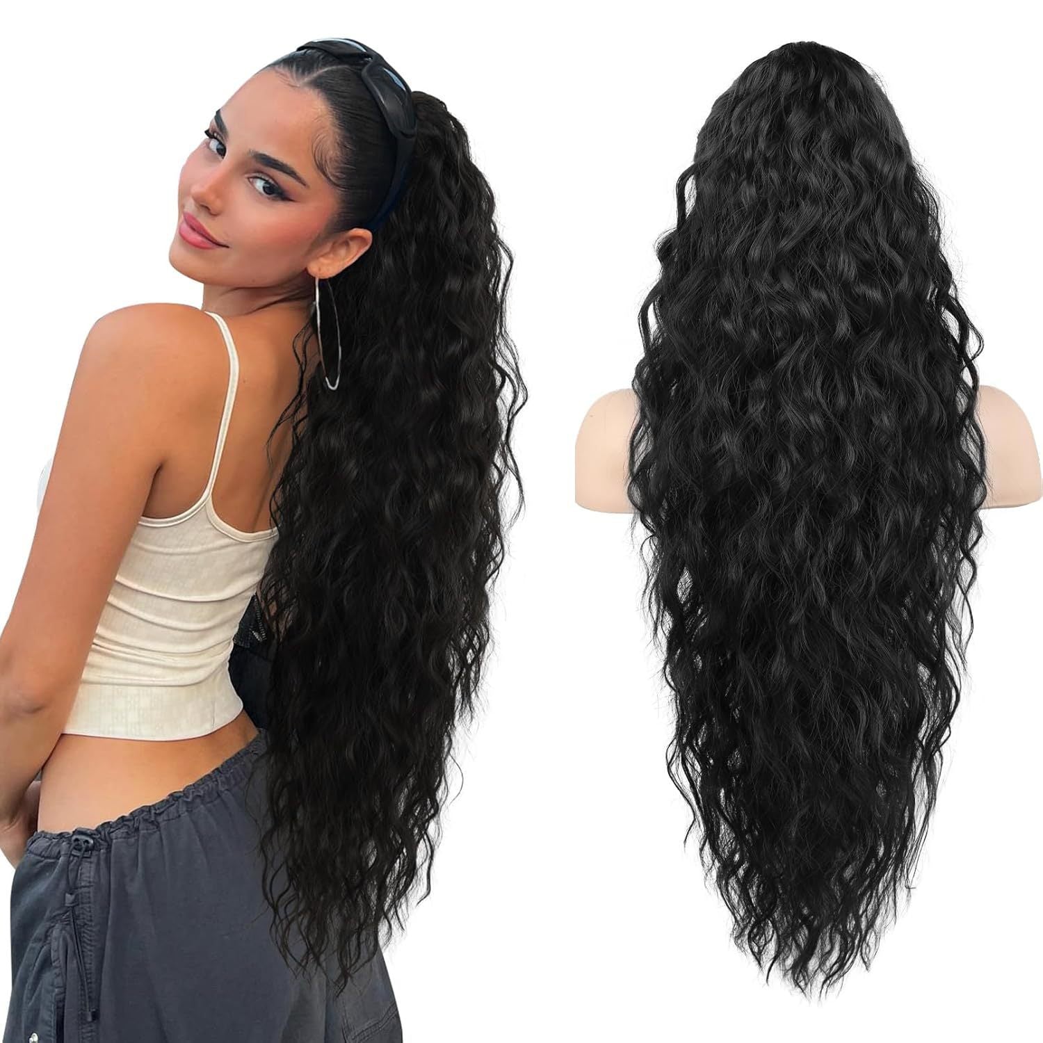 Grip Ponytail Fluffy Long Curly Hair Horse Tail Wig