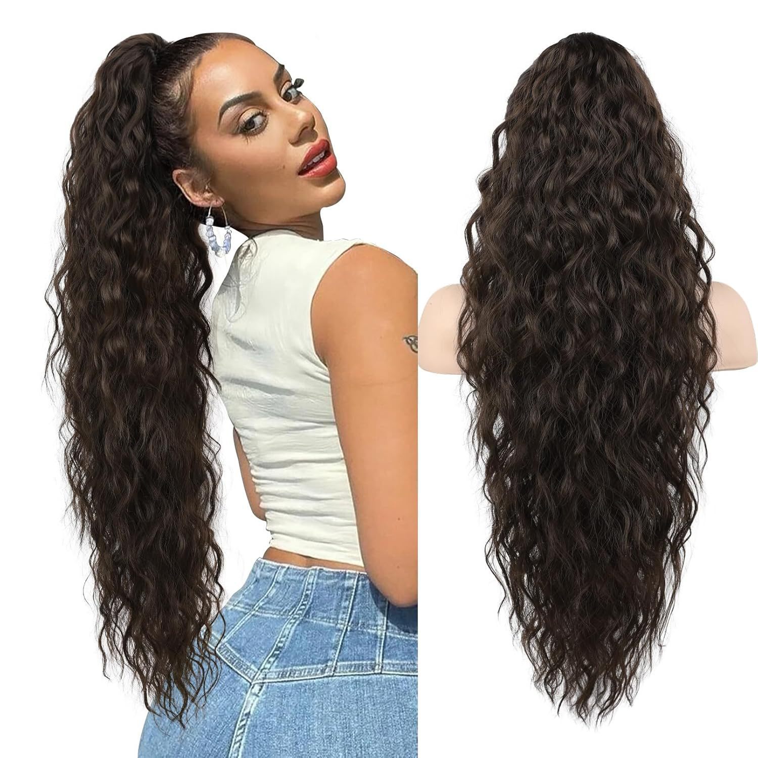 Grip Ponytail Fluffy Long Curly Hair Horse Tail Wig