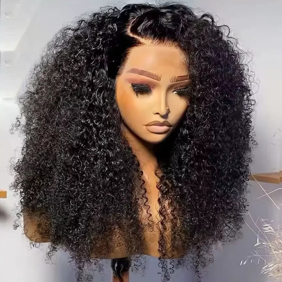 Kinky Curly Lace Frontal Wig Wear Go Glueless Wig Afro Curly Human Hair Wigs 7x5 HD Transparent Lace Closure Wig