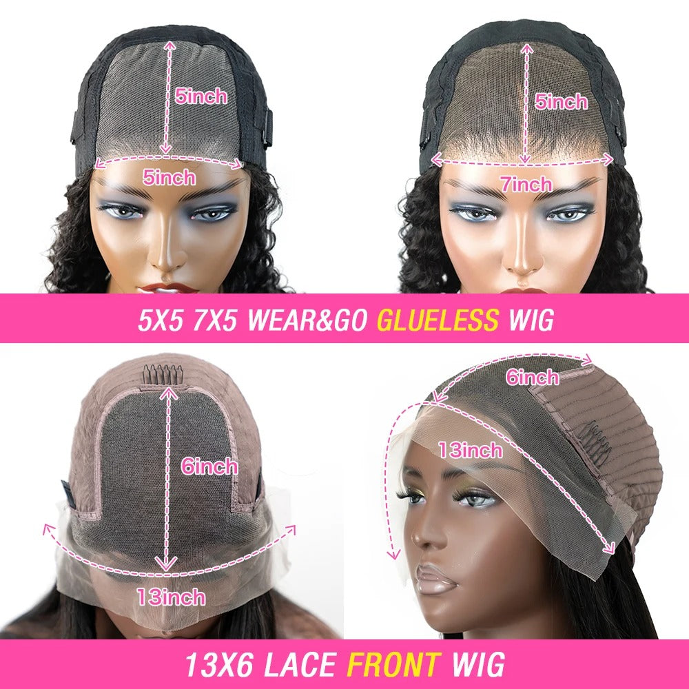 Kinky Curly Lace Frontal Wig Wear Go Glueless Wig Afro Curly Human Hair Wigs 7x5 HD Transparent Lace Closure Wig