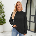 Casual Round-neck Pullover Sweater Fall Winter Solid Color Cable-knot Pattern Tops Women Clothing