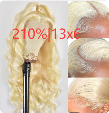 Hand-woven Front Lace Synthetic Wigs Golden Big Wave Long Curly Hair